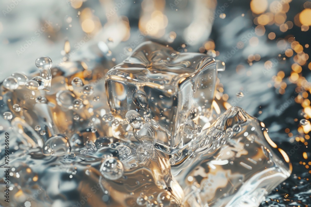 Aufkleber a bunch of ice cubes on a table, suitable for various uses.