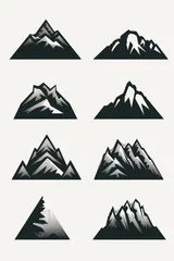 Fotobehang Set of six mountain silhouettes on a white background. Perfect for various design projects. © Fotograf