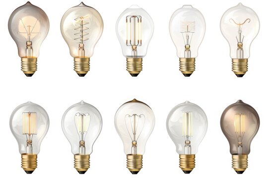 A collection of light bulbs on a plain white backdrop. Perfect for illustrating creativity and innovation.