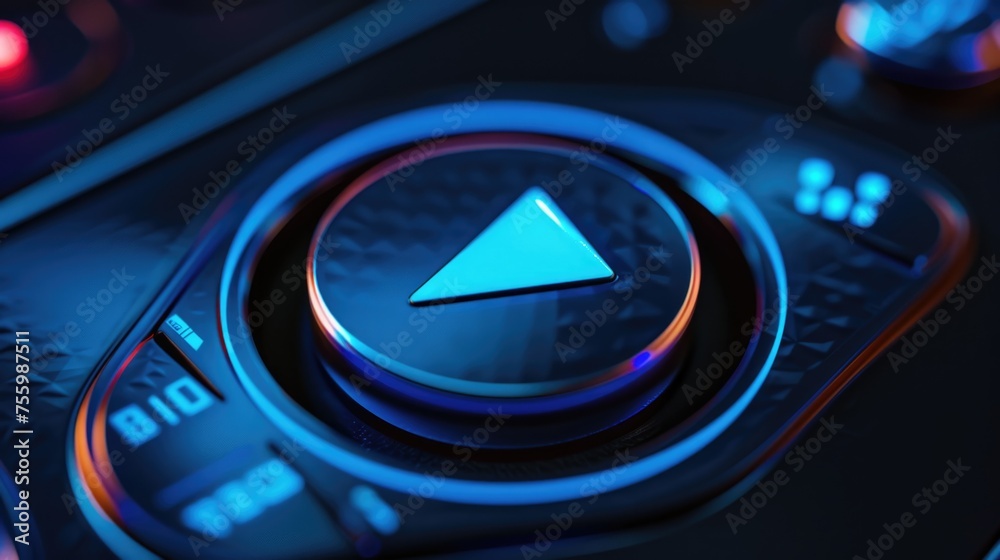 Poster close up of a button on a car. suitable for automotive industry. .