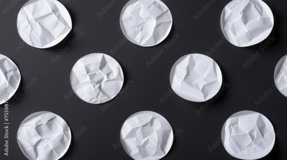 Poster a bunch of plates with paper on them. suitable for food and kitchen concepts.