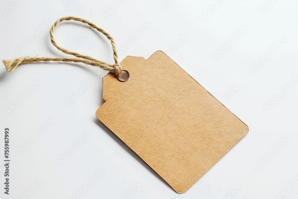 Aufkleber a brown price tag hanging from a string. suitable for retail and sales concepts.