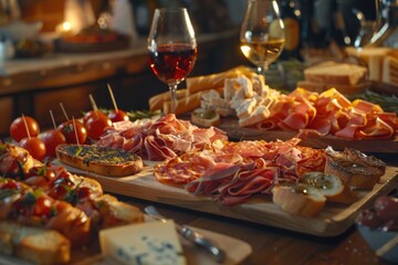 Assorted food items on a table, perfect for food bloggers or restaurant promotions.