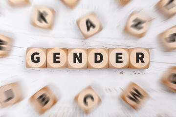 Gender as a symbol for gender-appropriate language on dice communication concept - 755987940
