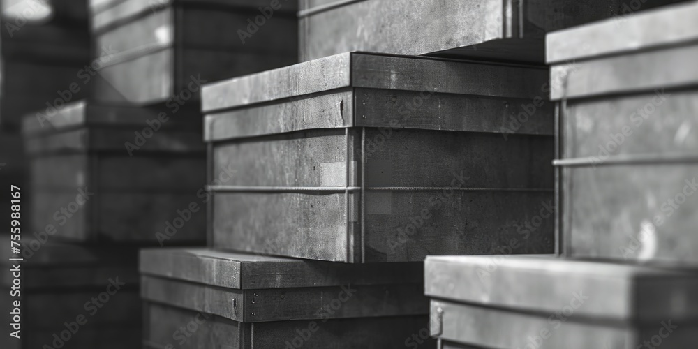 Aufkleber a monochrome image of stacked boxes. suitable for business and logistics concepts.