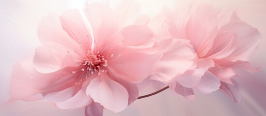 Macro photography of two magenta flowers with delicate petals in full bloom, set against a clean white background, creating a stunning artistic composition