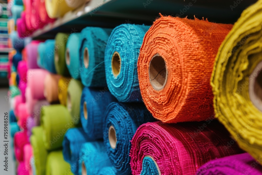 Canvas Prints A store filled with lots of different colored yarn. Ideal for craft and DIY projects.