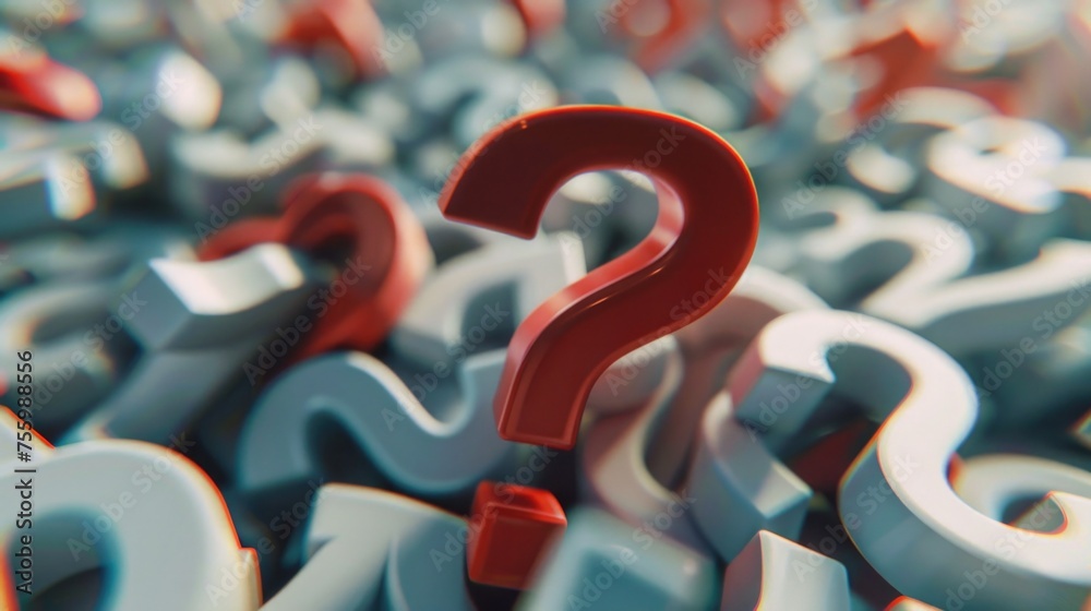 Poster Image of a lot of question marks with a red question mark. Suitable for various design projects.