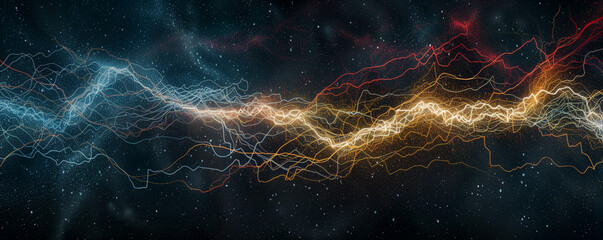 The expanse brims with a myriad of multicolored bolts of electricity.