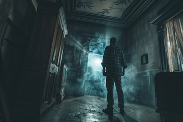 A man haunted by a ghost, with no exorcist or protection, in a haunted house