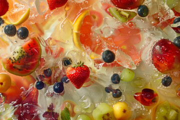 a fruit collage with ice and a glue