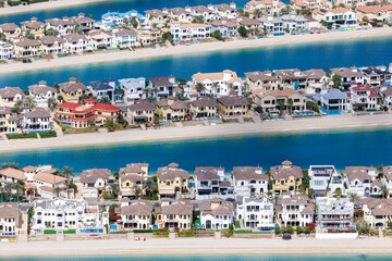 Dubai The Palm Jumeirah artificial island with beach luxury villas real estate - 755990109