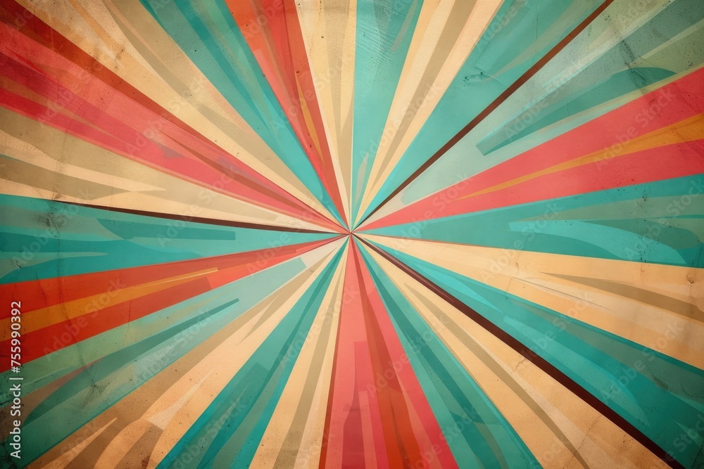 Poster A vibrant and colorful background with a sunburst in the middle. Suitable for various design projects.