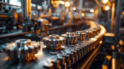 Machinery with gears in a factory setting