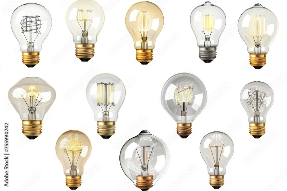 Poster a group of light bulbs sitting next to each other. perfect for illustrating creativity and ideas in 