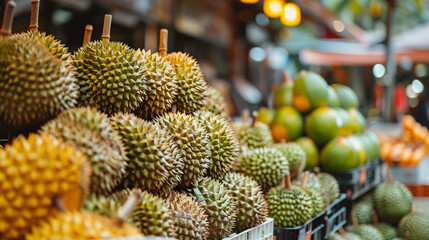 Fresh durian fruit King of fruit which has spec