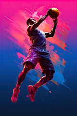 Basketball player print design or art created. NBA basketball illustration