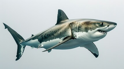 Fototapeta premium A great white shark isolated on a white background
