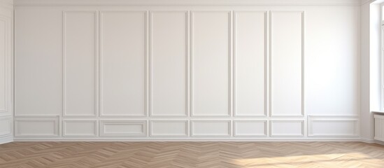 Empty and spacious bedroom with white walls and built-in wardrobe