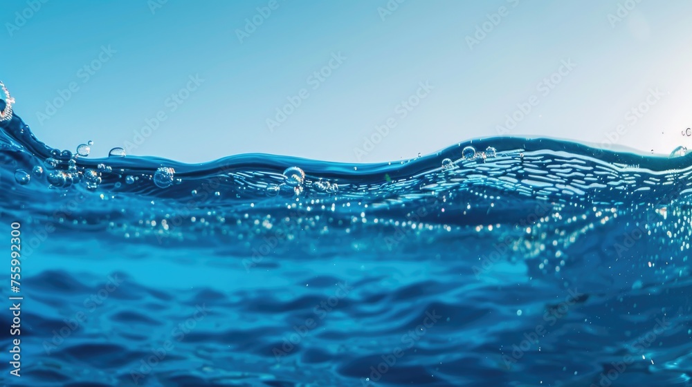 Poster a close up view of a wave in the ocean. great for nature backgrounds.