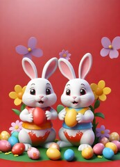 Easter bunny with eggs