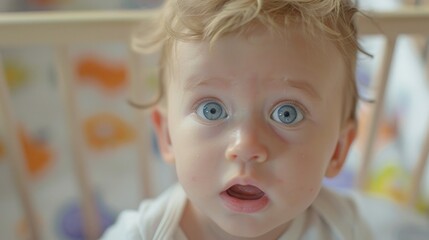 Close-up of a baby in a crib, perfect for parenting articles.