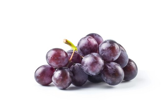 Fresh bunch of grapes on a clean white surface, perfect for food and beverage concepts.