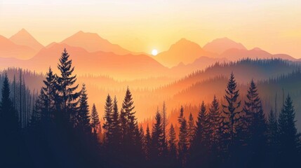 Obraz premium Scenic sunset view in the mountains, perfect for travel websites or nature-themed designs.