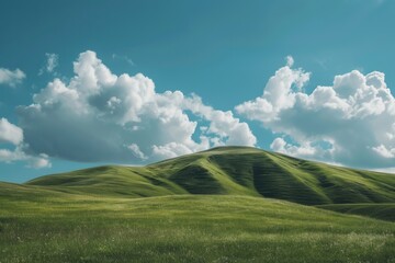 A serene landscape with a grassy hill and clouds in the sky. Suitable for nature and outdoor themes.