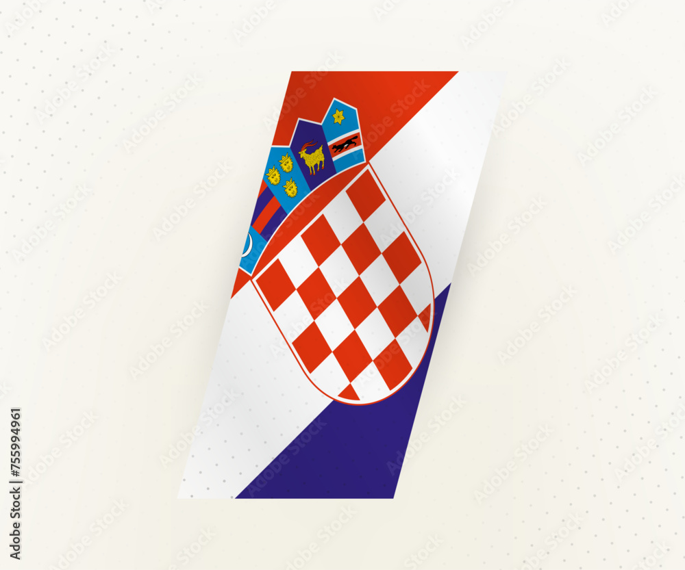 Sticker abstract modern vertical flag of croatia on beige background with dots.