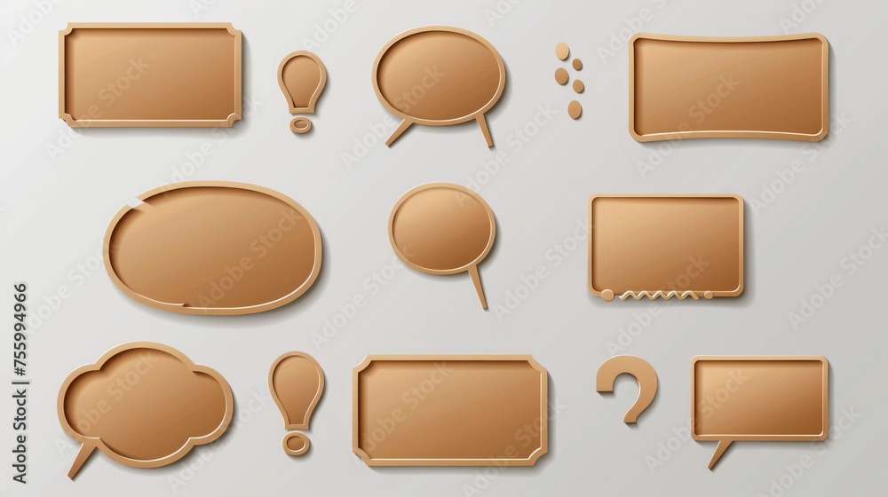 Leinwandbilder brown paper speech bubbles with a question mark symbol, suitable for various communication concepts.