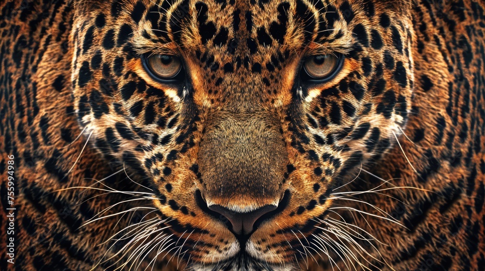 Poster close up of a leopard's face. perfect for wildlife projects.