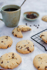 Homemade delicious chocolate chip cookies.