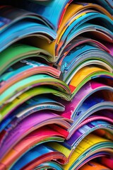 A stack of colorful books piled on top of each other. Perfect for educational or reading-related projects.
