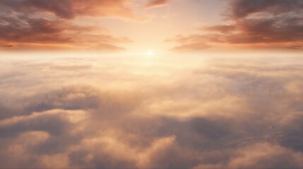 Obraz premium beautiful dramatic sunset sky with cumulus clouds, aerial view for abstract background