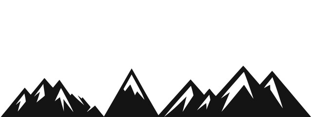 Mountains silhouettes on the white background. Vector set of outdoor design elements.