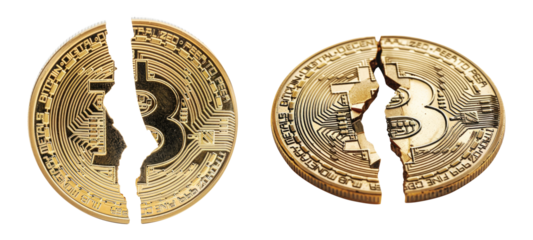 Bitcoin halving isolated on transparent background.