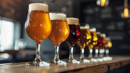 different types of beer in a glass - obrazy, fototapety, plakaty