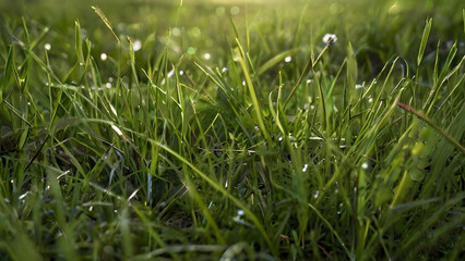 Obraz premium Lush green grass meadow background