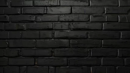 Fotobehang Texture of a black painted brick wall as a background or wallpaper © Gonzalo