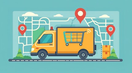 Online delivery service concept. Online shopping. Online order tracking. Delivery truck service vector illustration design. ,generative ai