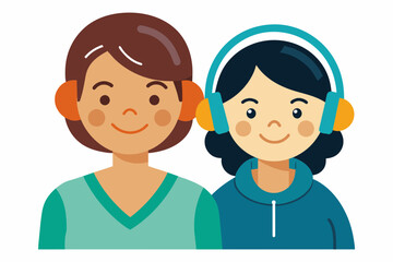 Fototapeta premium best mom and son carton with headphone artwork 