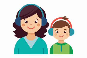 best mom and son carton with headphone artwork 