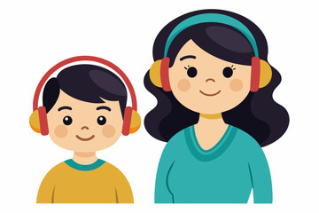 best mom and son carton with headphone artwork 