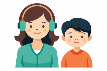 best mom and son carton with headphone artwork 
