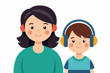 best mom and son carton with headphone artwork 