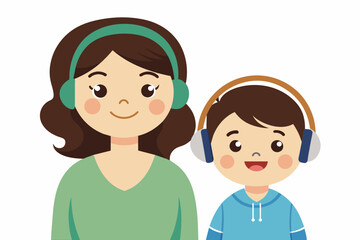 best mom and son carton with headphone artwork 