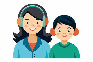 best mom and son carton with headphone artwork 