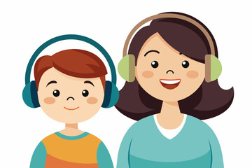 best mom and son carton with headphone artwork 
