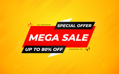 Mega sale banner template. Special offer discount background. Mega sale banner template design for web or social media, Sale special offer. abstract vector design.
